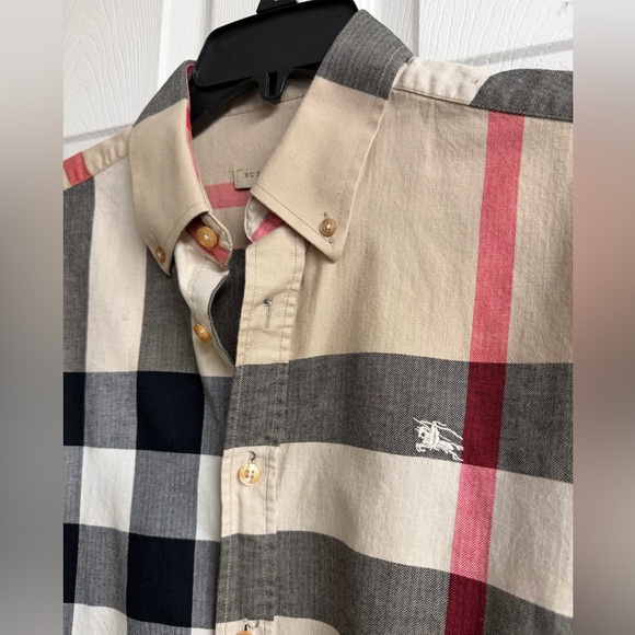 Burberry Beige and Red Checkered Men's Shirt - Picture 3 of 6